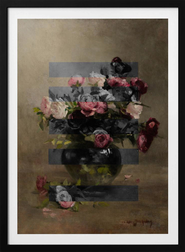 Boeket van vintage olieverfschilderijbloemen, collage | poster