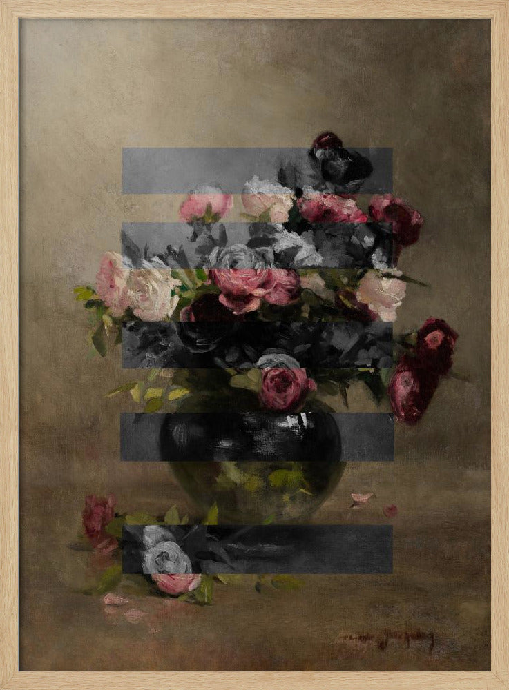 Boeket van vintage olieverfschilderijbloemen, collage | poster