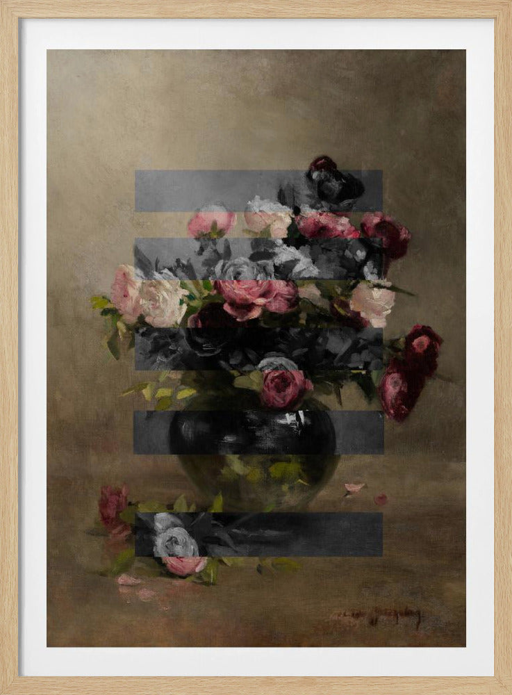 Boeket van vintage olieverfschilderijbloemen, collage | poster