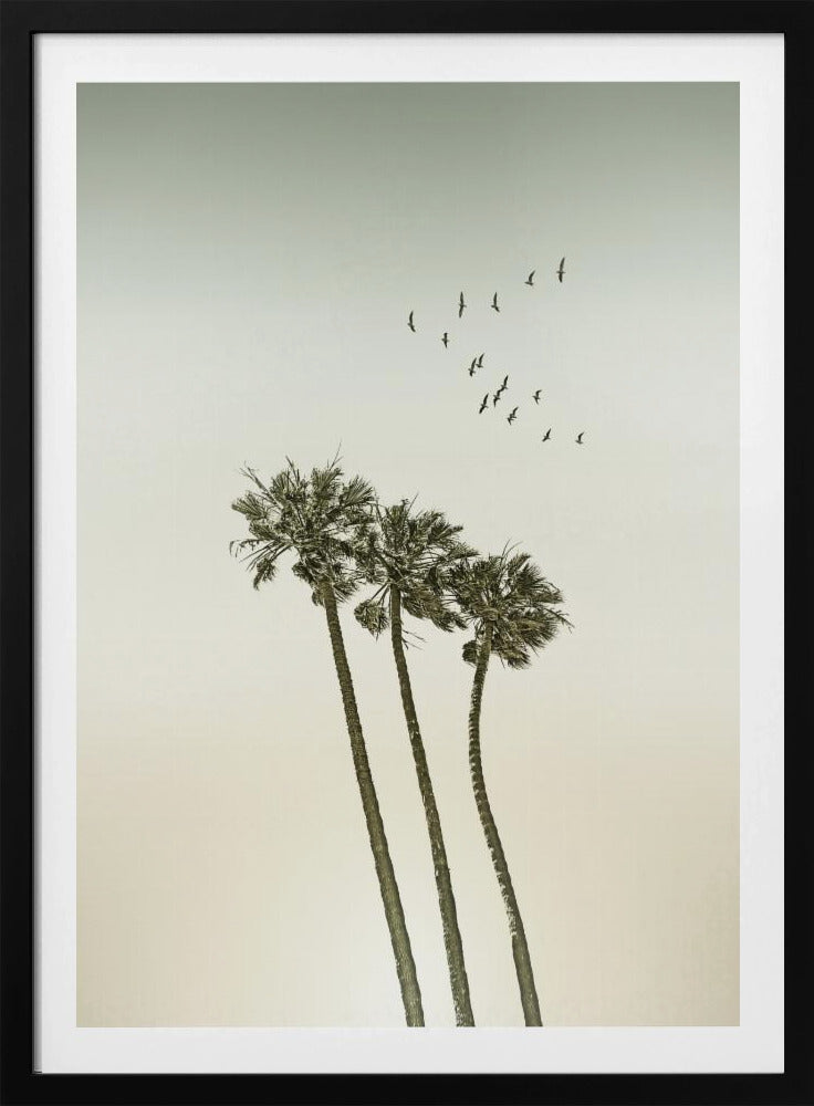 Vintage minimalistische palmbomen en zonsondergang | Poster
