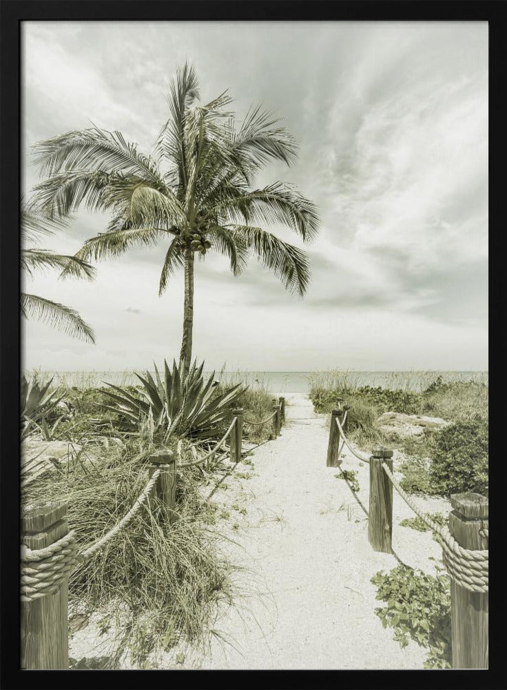 Vintage pad naar het strand | Poster