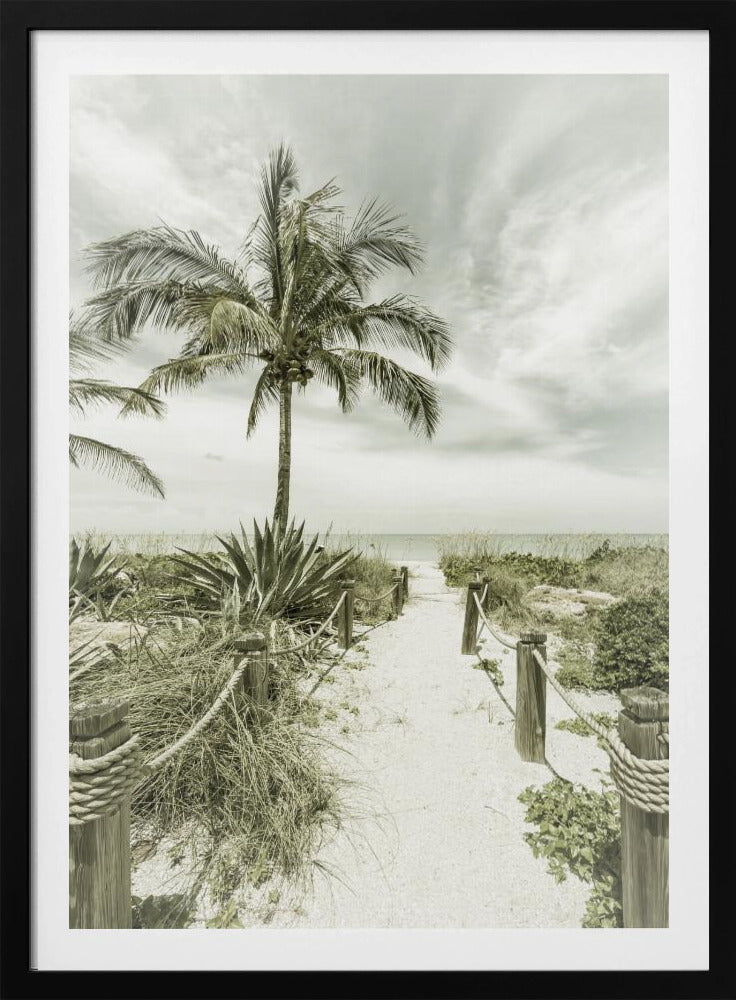 Vintage pad naar het strand | Poster