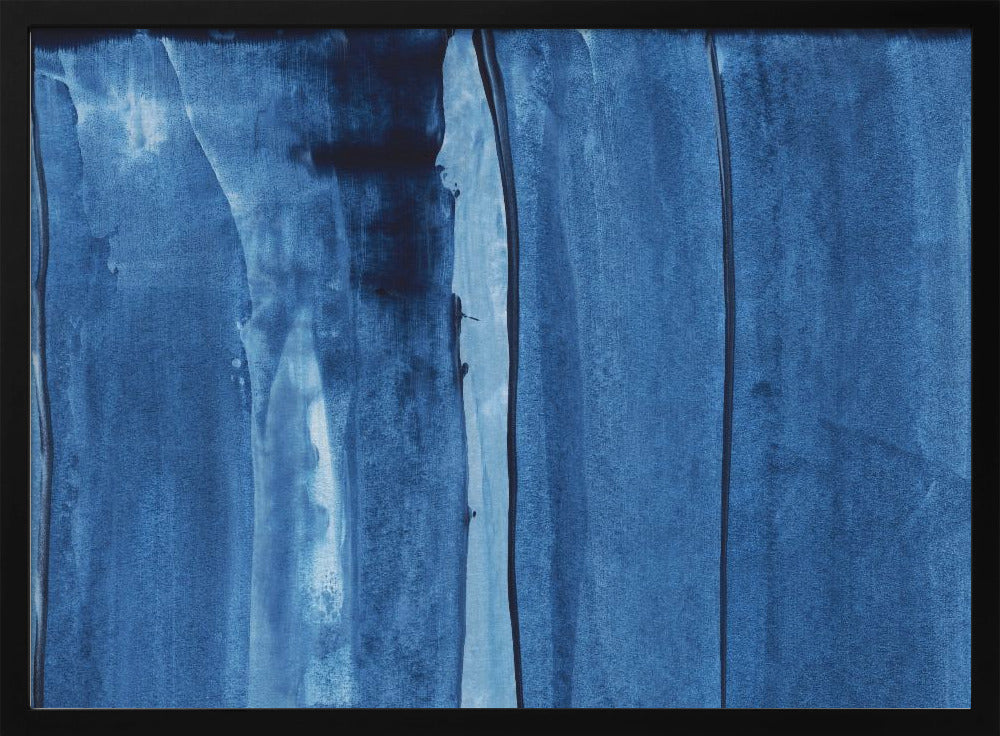 Blauwe textuur met vloeiende verticale lijnen | Poster