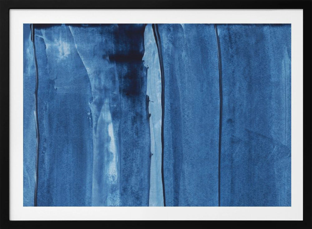 Blauwe textuur met vloeiende verticale lijnen | Poster