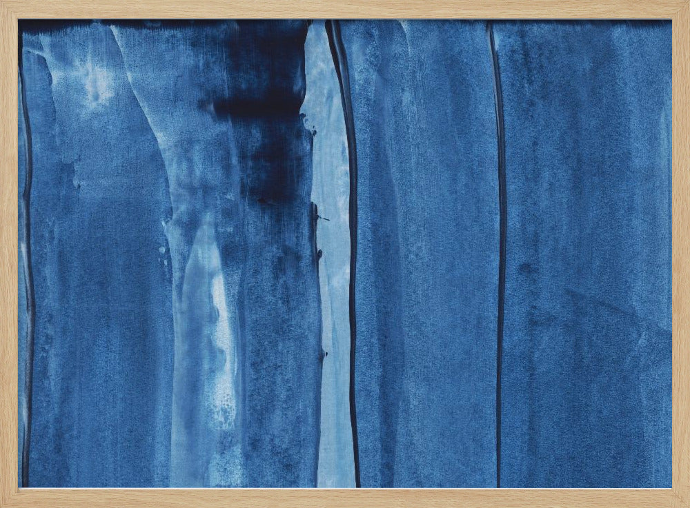 Blauwe textuur met vloeiende verticale lijnen | Poster