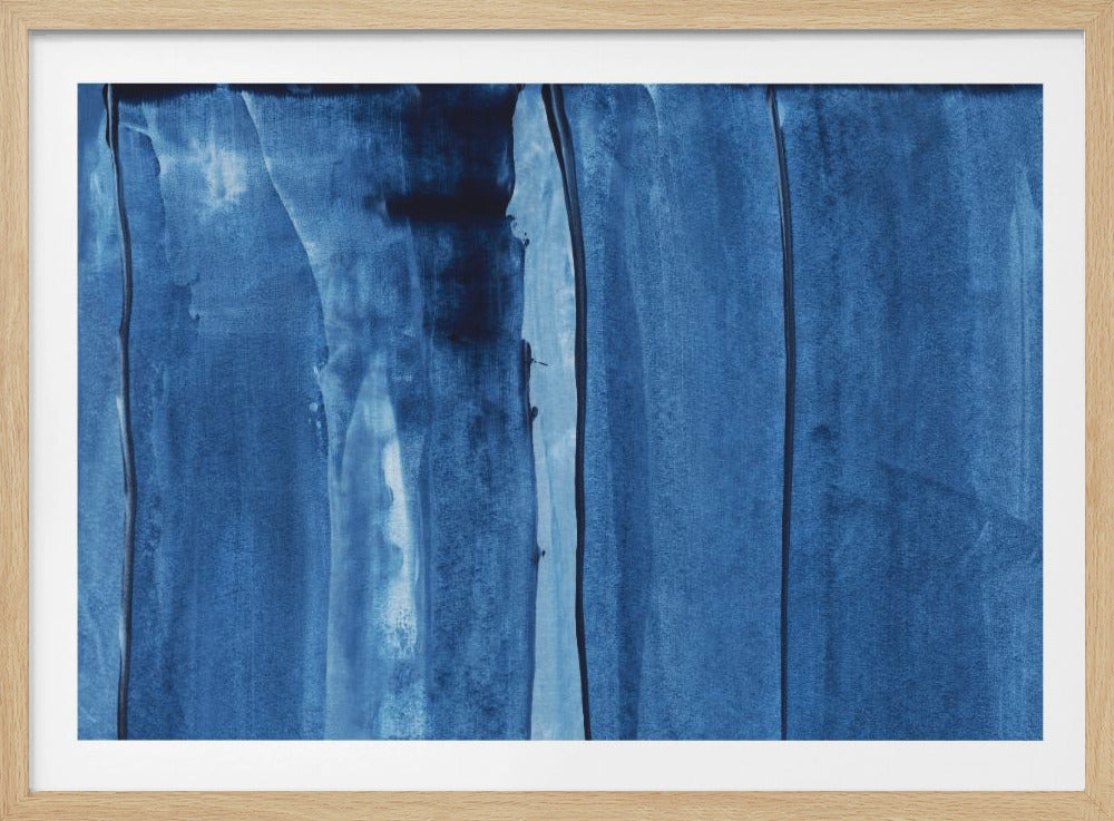 Blauwe textuur met vloeiende verticale lijnen | Poster