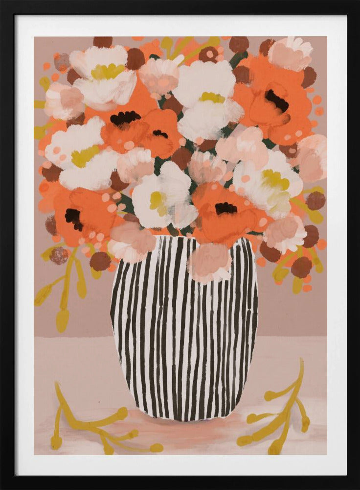 Gestreepte vaasbloemen | Poster