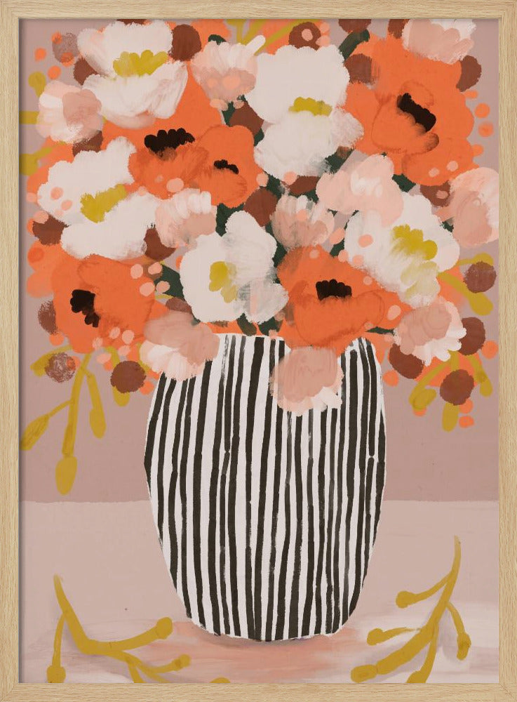 Gestreepte vaasbloemen | Poster