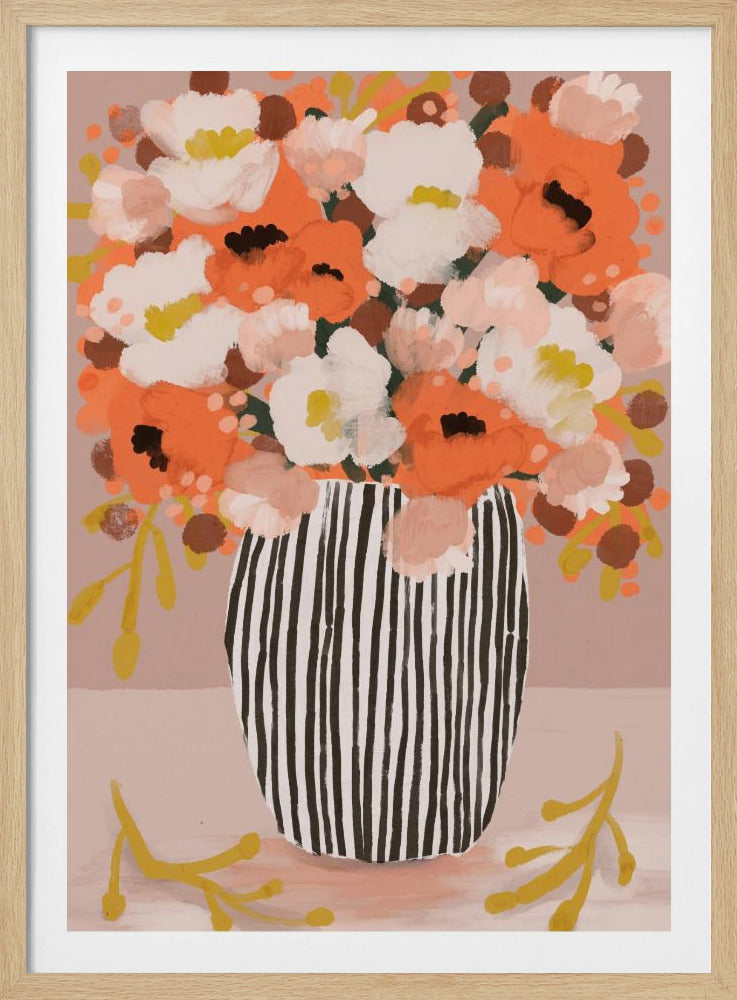 Gestreepte vaasbloemen | Poster
