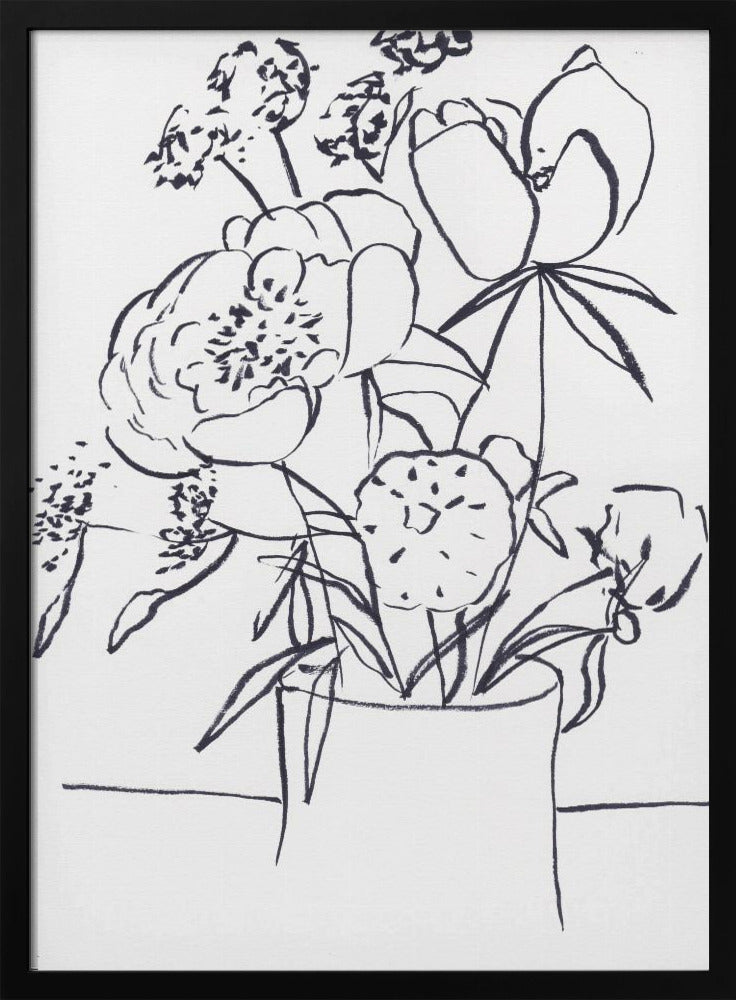 Zwart-wit bloemenprint klein | Poster