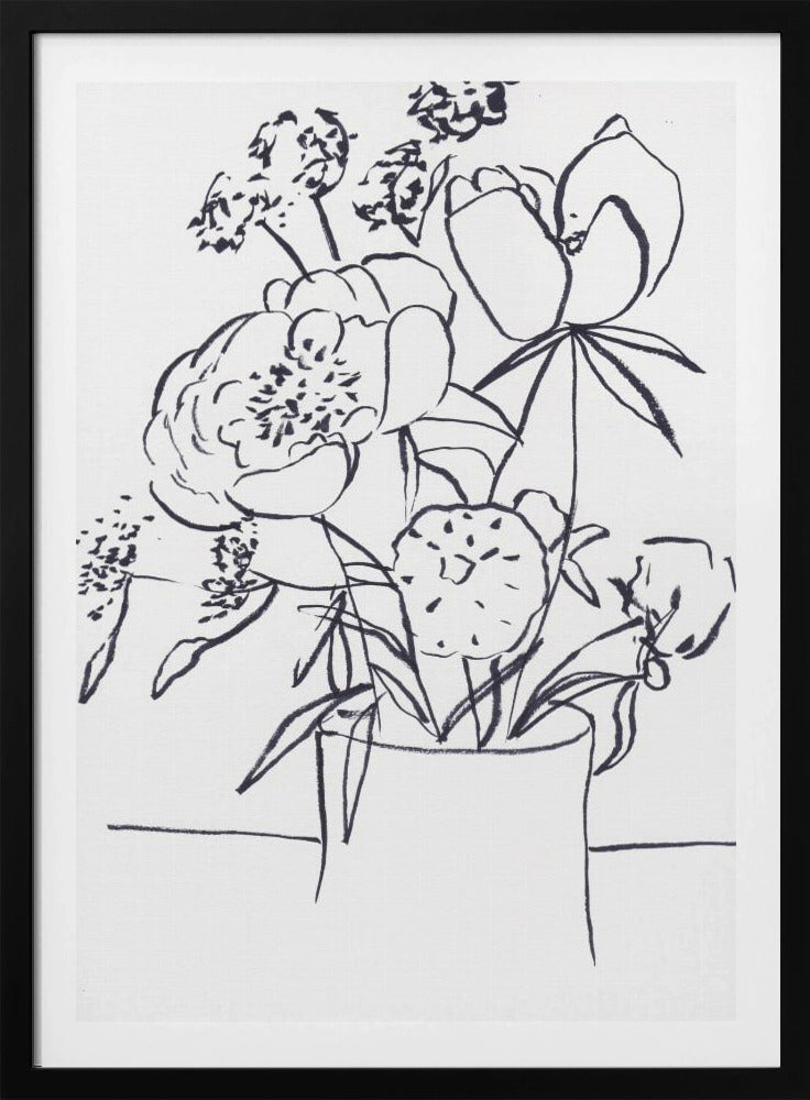 Zwart-wit bloemenprint klein | Poster