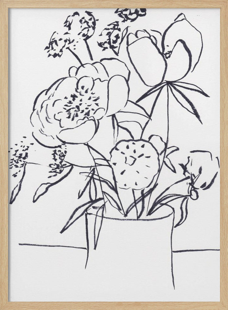 Zwart-wit bloemenprint klein | Poster