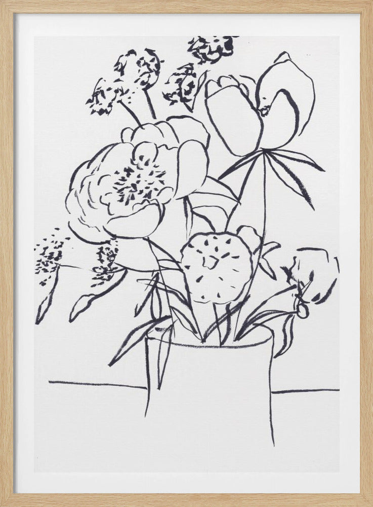 Zwart-wit bloemenprint klein | Poster