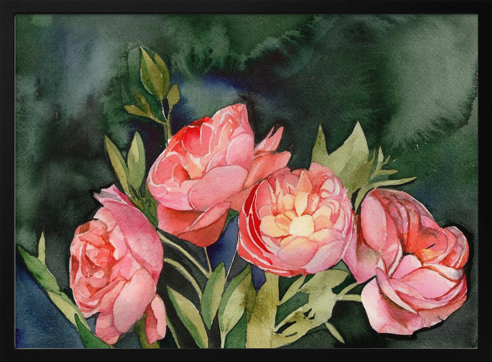Donkere bloemen | Poster
