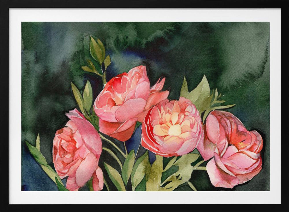 Donkere bloemen | Poster