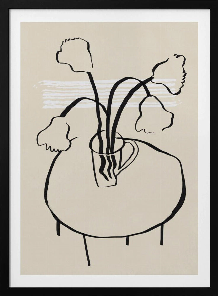 Bloemendecoratie op een ronde tafel | Poster