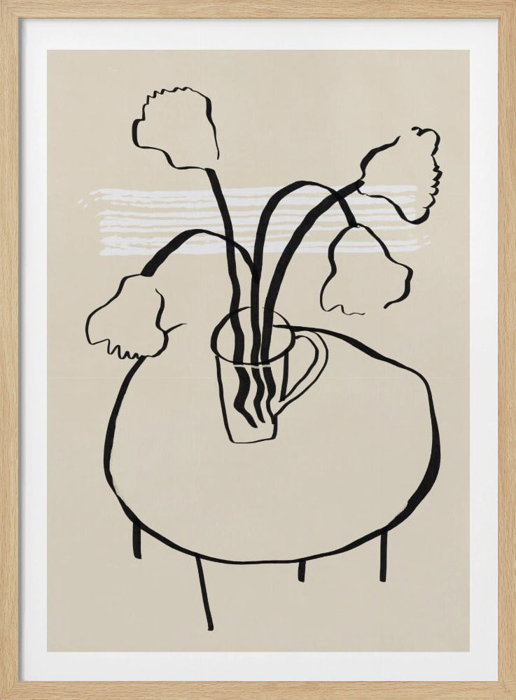 Bloemendecoratie op een ronde tafel | Poster