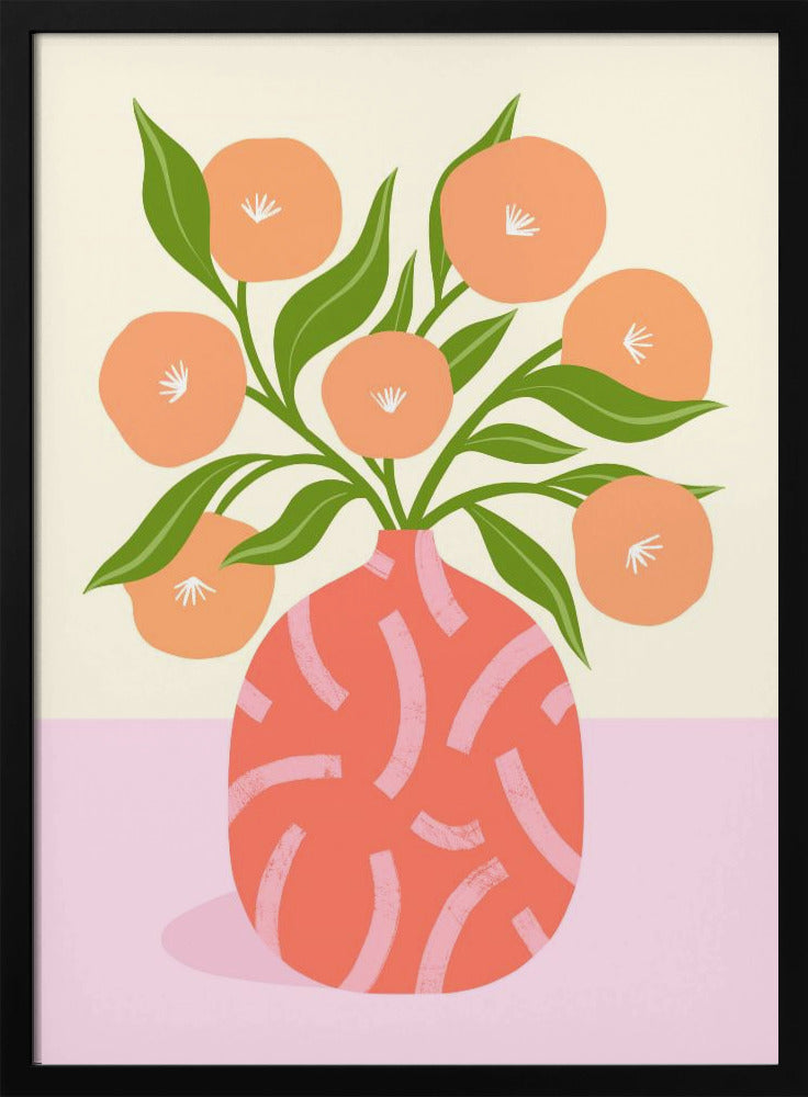 Bloemen in koraalvaas | Poster