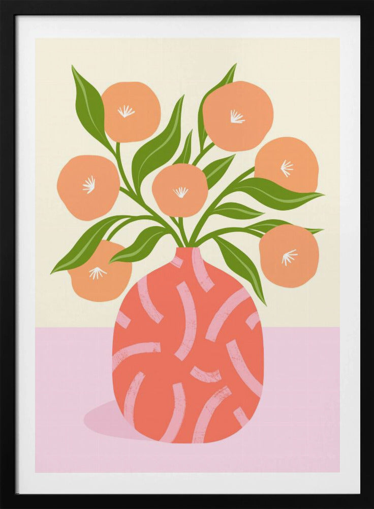 Bloemen in koraalvaas | Poster