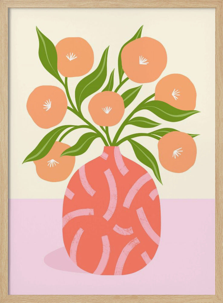Bloemen in koraalvaas | Poster