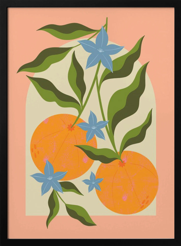 Sinaasappeltak met bloemen | Poster