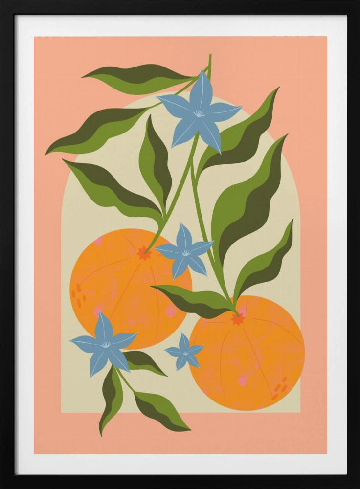 Sinaasappeltak met bloemen | Poster