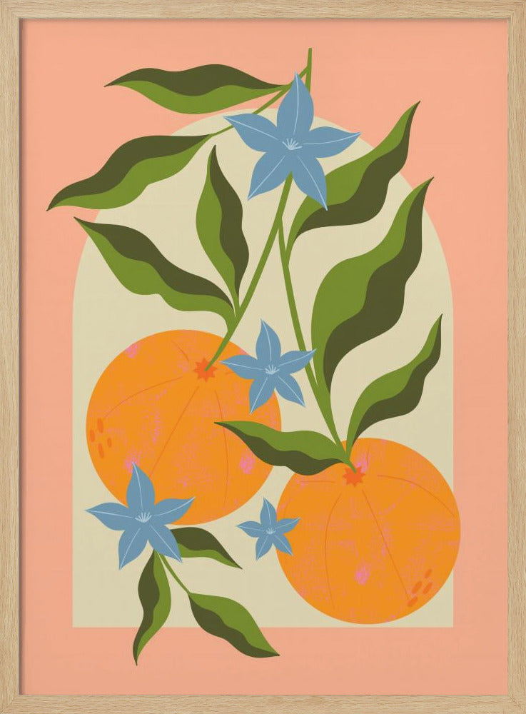Sinaasappeltak met bloemen | Poster