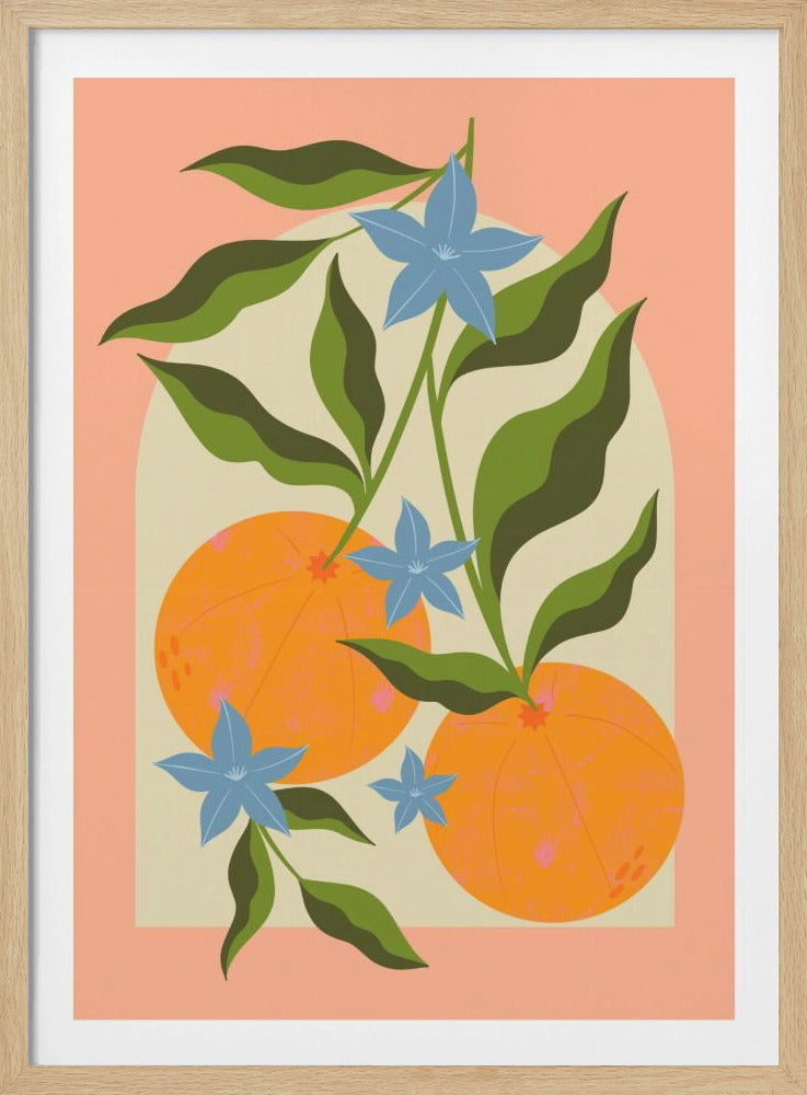 Sinaasappeltak met bloemen | Poster