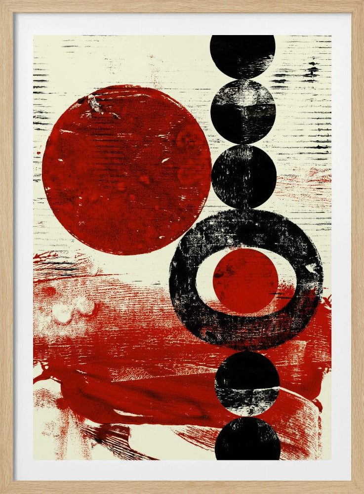 Geometrische vormen met rode en zwarte cirkels | Poster