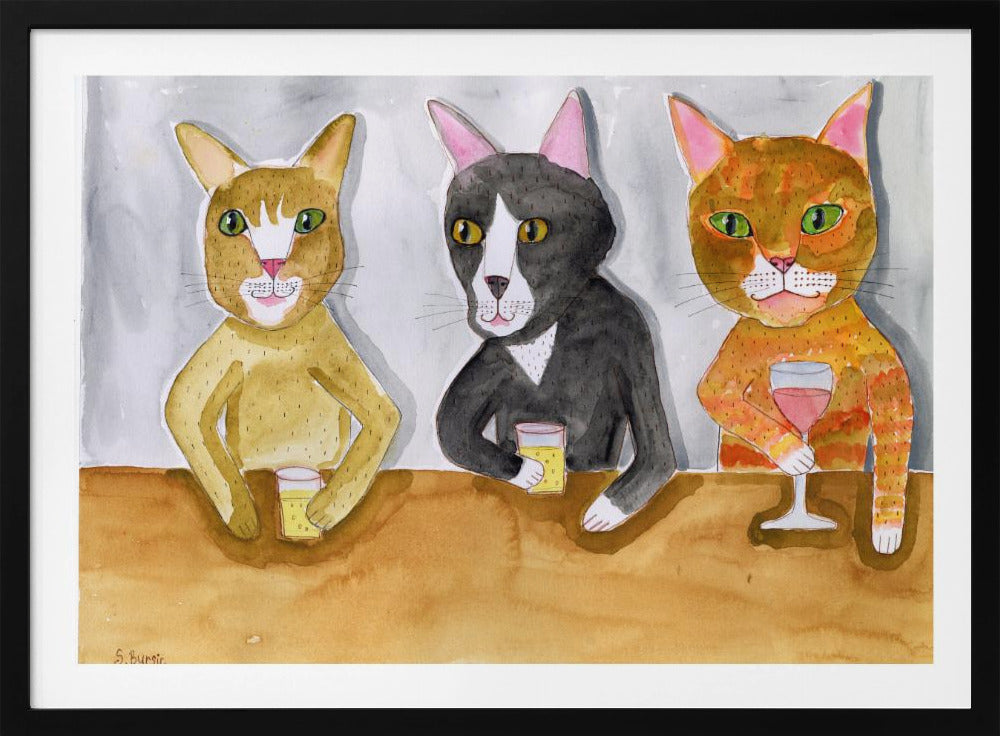 Drie katten aan de bar | Poster