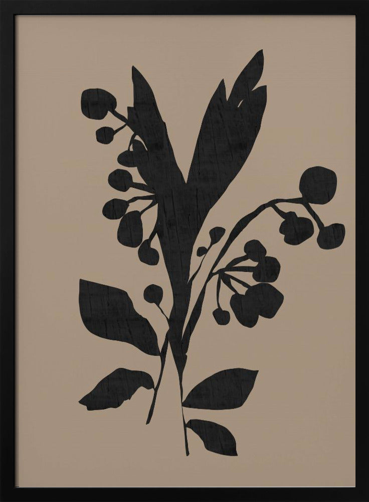 Black Floral Buds Modern Botanical Silhouette | Poster