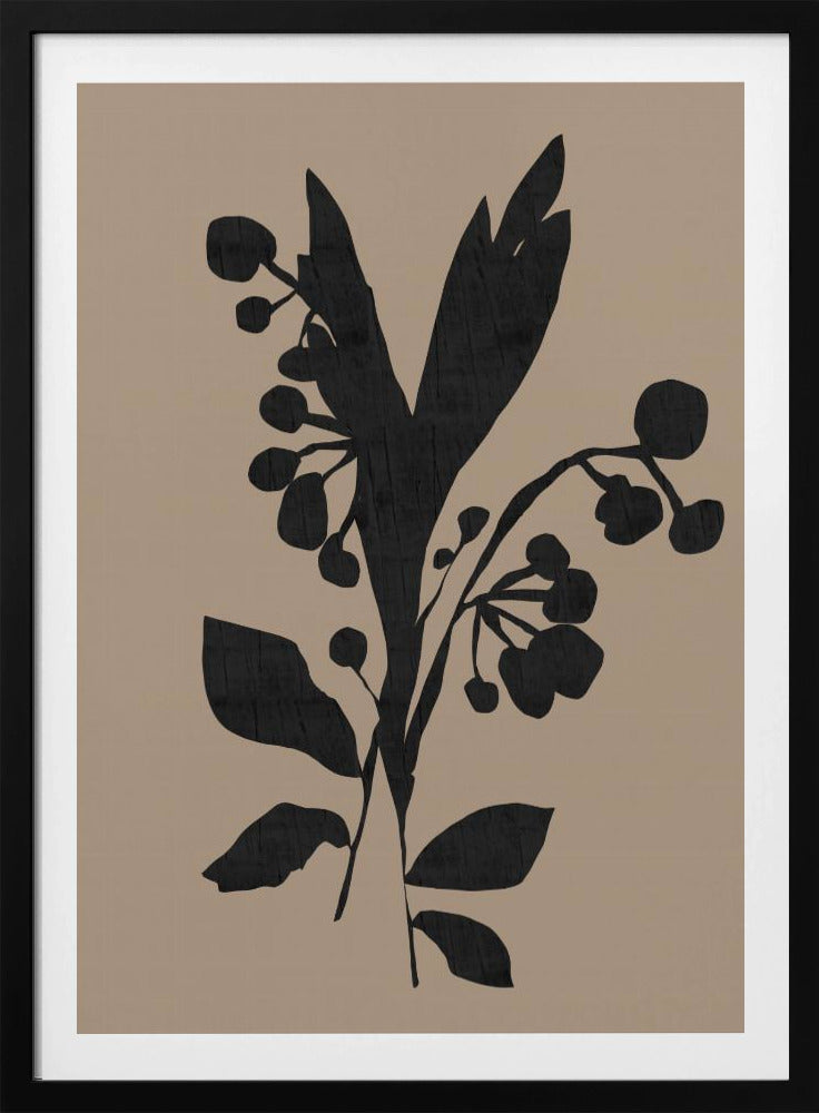 Black Floral Buds Modern Botanical Silhouette | Poster