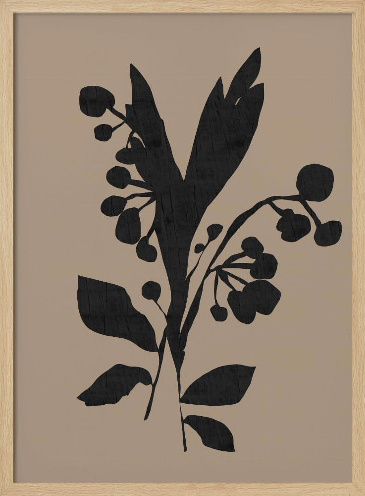 Black Floral Buds Modern Botanical Silhouette | Poster