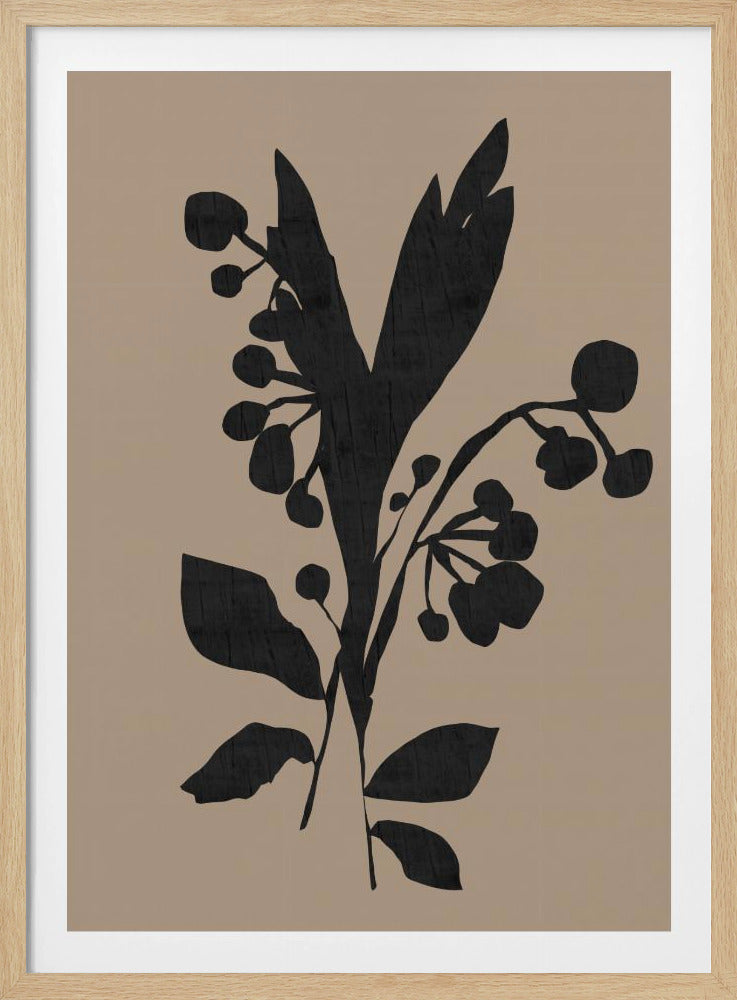 Black Floral Buds Modern Botanical Silhouette | Poster