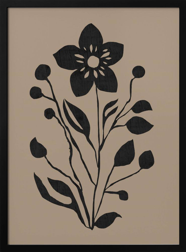 Zwarte bloem moderne botanische silhouet | Poster