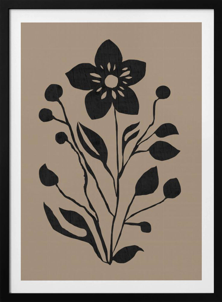 Zwarte bloem moderne botanische silhouet | Poster