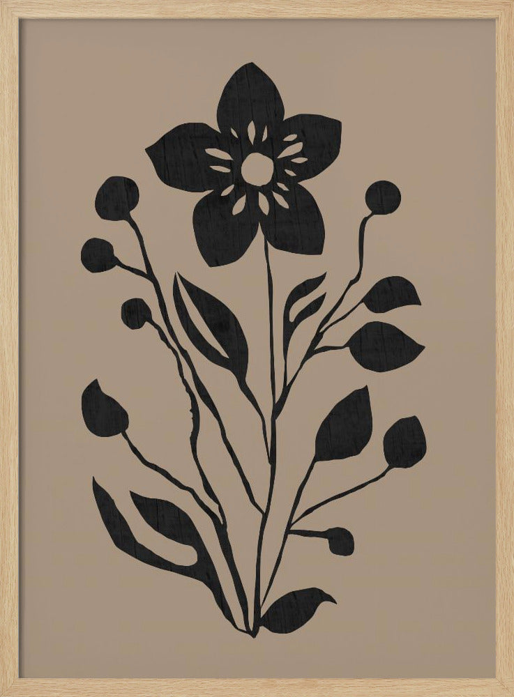 Zwarte bloem moderne botanische silhouet | Poster
