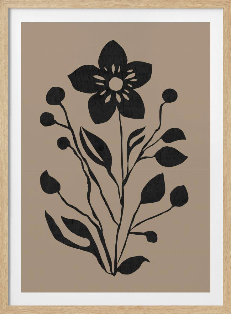 Zwarte bloem moderne botanische silhouet | Poster