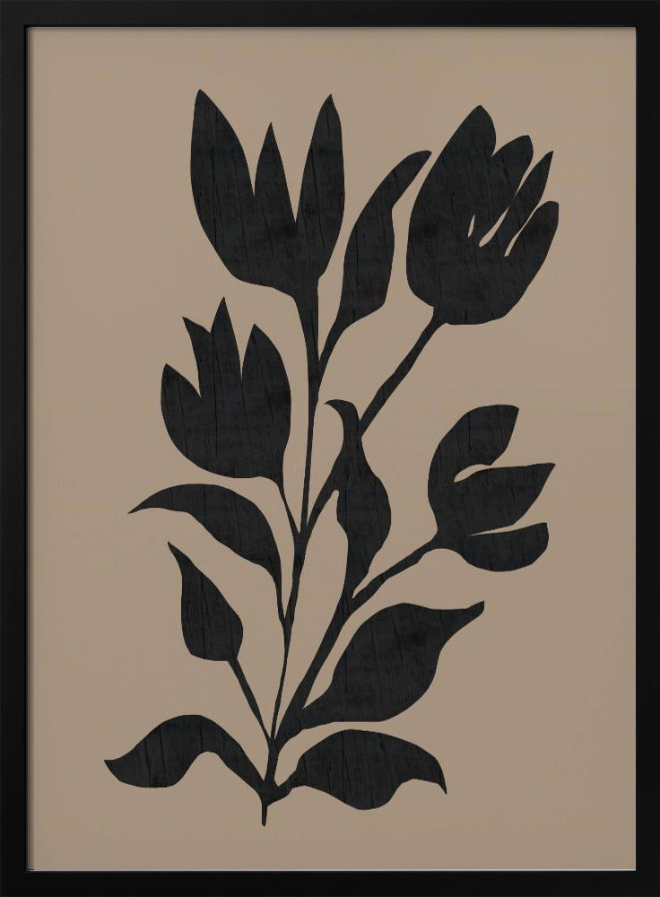 Zwarte tulpen, modern botanisch silhouet | Poster