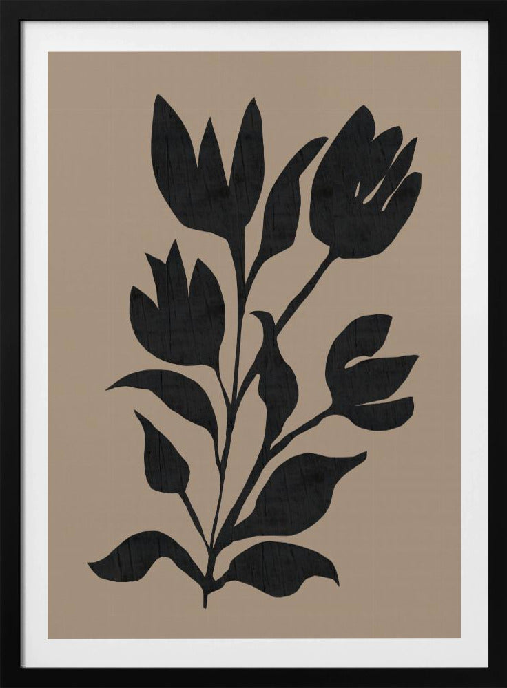 Zwarte tulpen, modern botanisch silhouet | Poster
