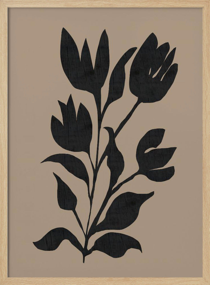 Zwarte tulpen, modern botanisch silhouet | Poster