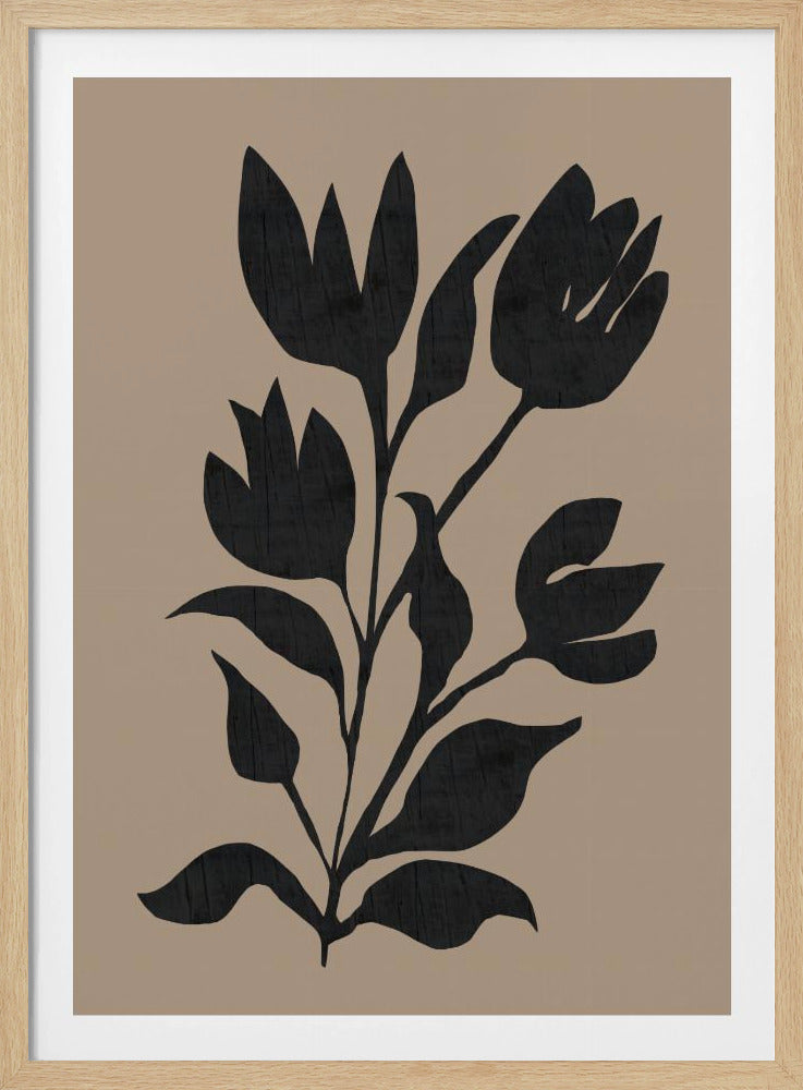 Zwarte tulpen, modern botanisch silhouet | Poster