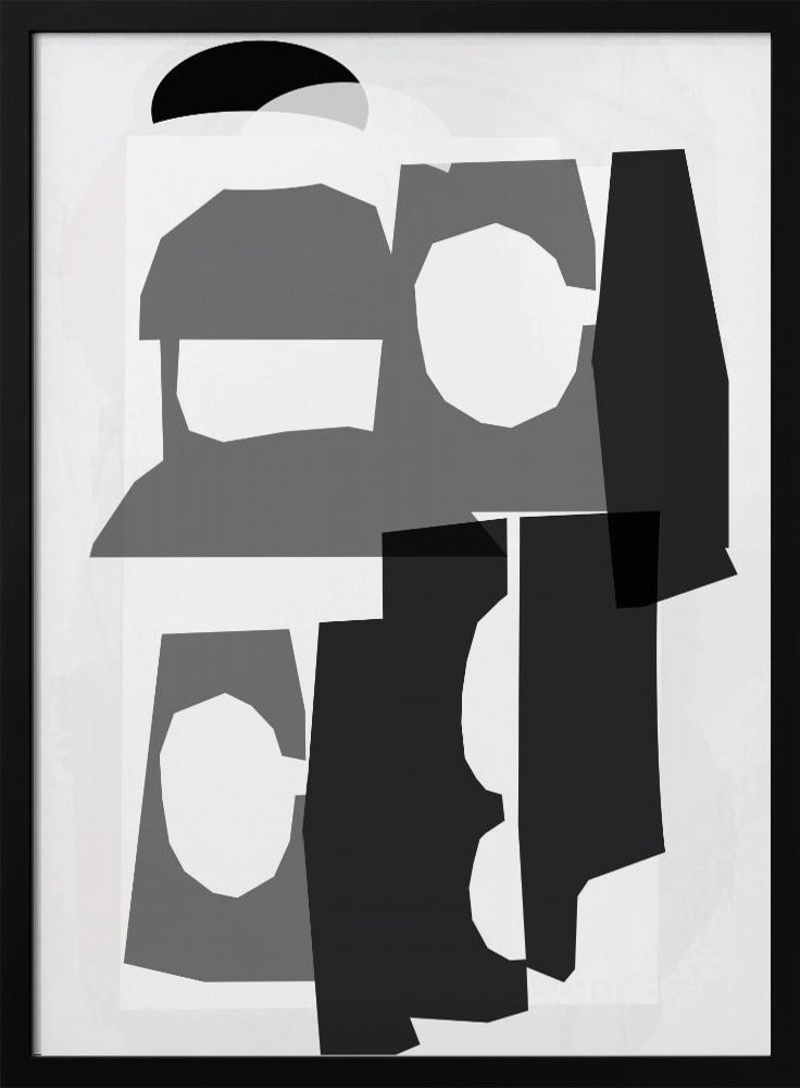 Zwart-witte uitgesneden vormen 3 | Poster