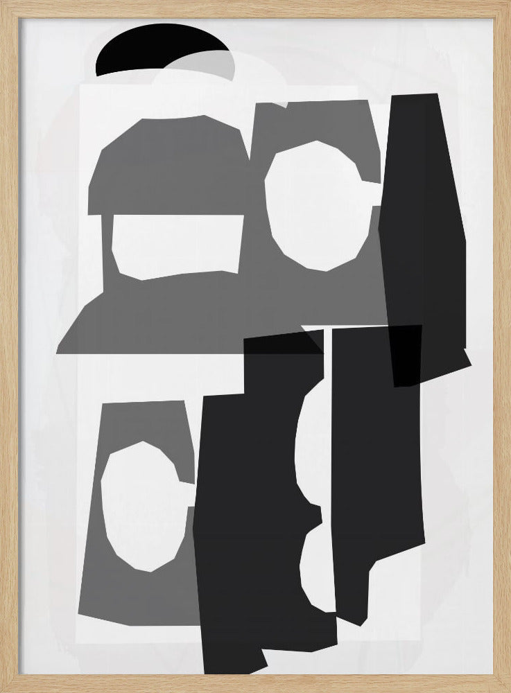 Zwart-witte uitgesneden vormen 3 | Poster