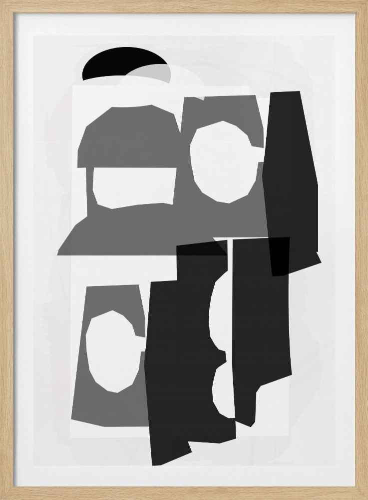 Zwart-witte uitgesneden vormen 3 | Poster