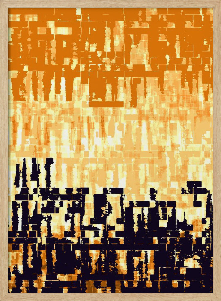 Oranje en zwart kleurenpalet met gepixelde texturen | Poster