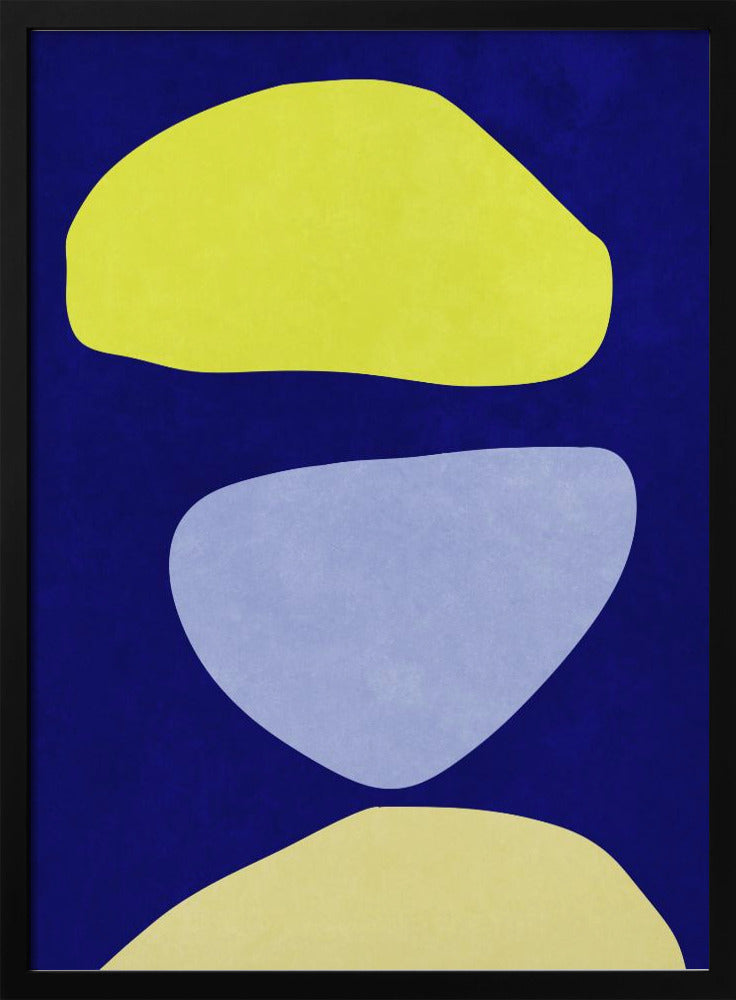 Abstracte vormen blauw en geel | Poster