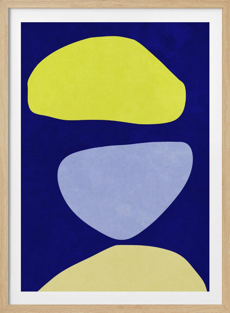 Abstracte vormen blauw en geel | Poster