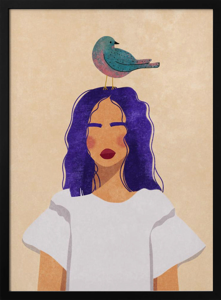 Meisje met vogel | Poster