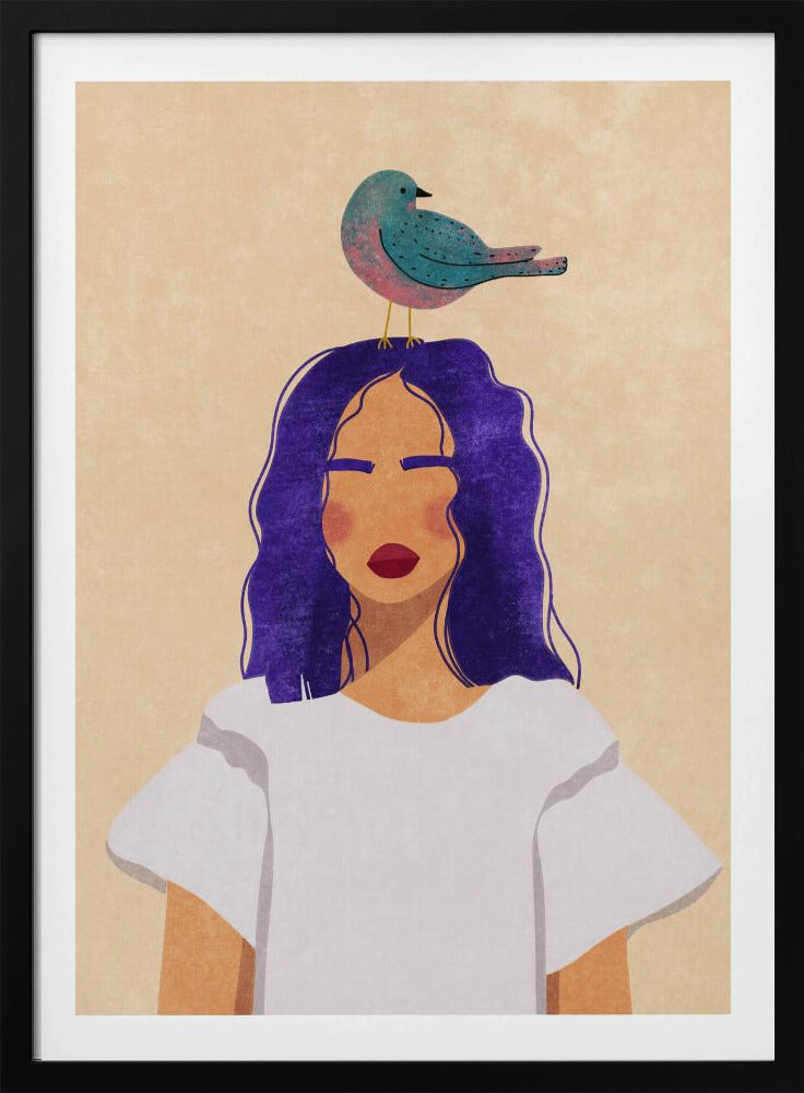 Meisje met vogel | Poster